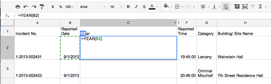 Creating a year formula